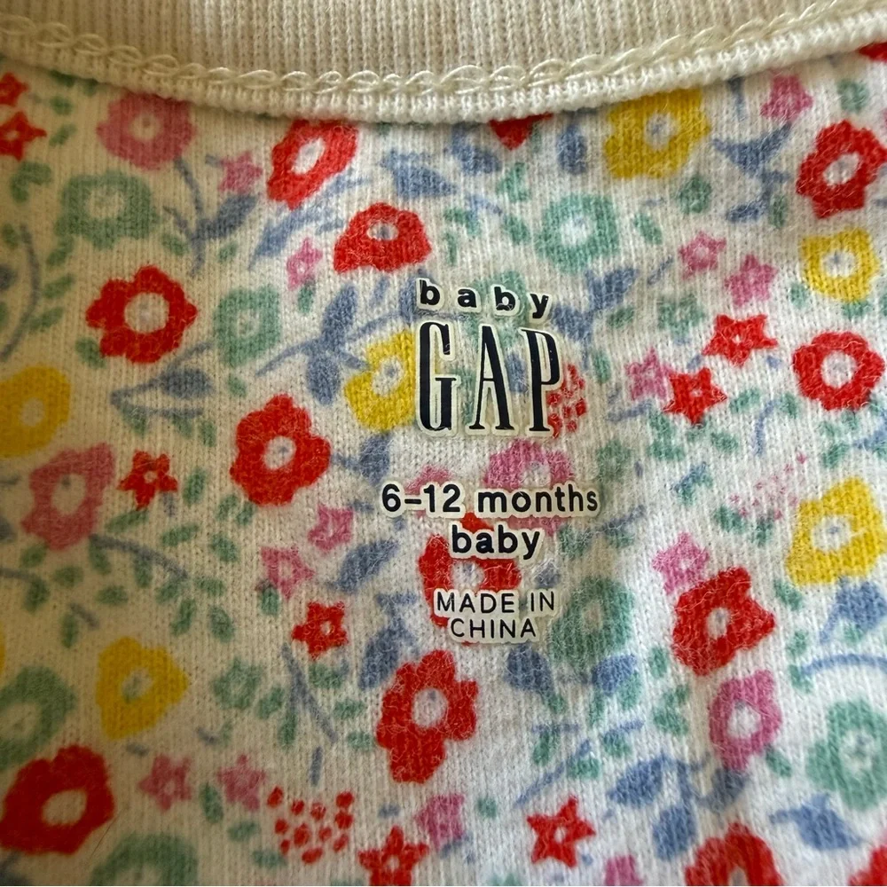 Baby Gap Hedgehog Graphic Top Floral Trim Long Sleeve Shirt 6-12‎ Months